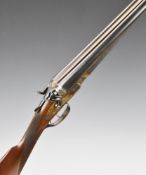 Westley Richards & Co 12 bore side by side hammer action shotgun with named and engraved lock,