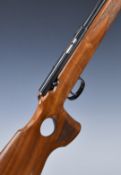 Anschutz Model 1417 .22 left handed bolt-action rifle with chequered thumb-hole grip and forend,
