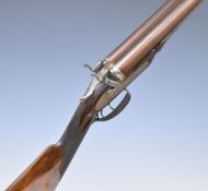 Westley Richards 12 bore bar-in-wood hammer action side by side shotgun with named locks,