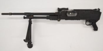 General Purpose Machine Gun (GPMG) airsoft gun with chequered composite pistol grip and folding bi-