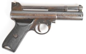 Webley Mark I .177 air pistol with chequered grips and adjustable sights and trigger, serial