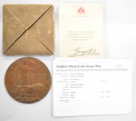 WW1 British Army memorial plaque / death penny for George Swatridge, 4th Reserve Battalion