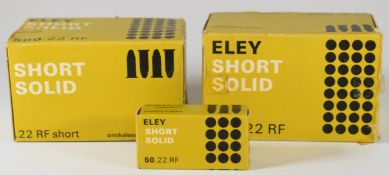 One-thousand-and-fifty .22rf Eley Short Solid rifle cartridges, all in original boxes. PLEASE NOTE
