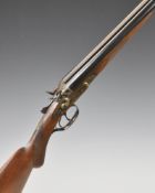 Adolf Loesche of Magdeburg 16 bore side by side hammer action shotgun with named and engraved