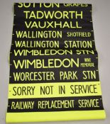 Bus destination blind for London including Wimbledon, Vauxhall and Redhill