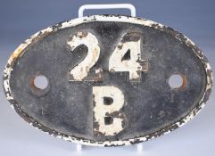 British Railways 24B cast iron steam locomotive shed plate, for Rose Grove (Accrington/Burnley)