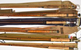 Vintage fishing rods include Bruce and Walker fly fishing rod The Companion #6, split cane 'The