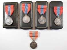 Five Imperial Service Medals comprising George V named to Joseph Henry Smith, two George VI named to