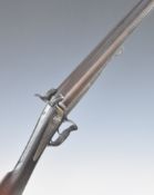 French 12 bore side by side pinfire hammer action shotgun with engraved locks, hammers, scrolling