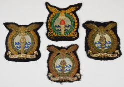 Three WW2 Royal Air Forces Escaping Society bullion blazer badges, together with a cloth example