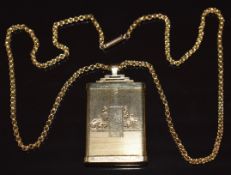 Art Deco gold filled locket sliding open to reveal a locket compartment (4cm) on 9ct gold chain with