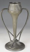 Archibald Knox (1864-1933) for Liberty and Co Arts & Crafts Tudric tulip vase with whiplash
