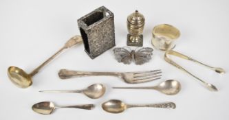 Hallmarked silver and other items comprising Georgian and later cutlery, pair of Dutch silver