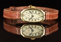 Rolex Art Deco 9ct gold ladies wristwatch with blued Breguet hands, black Arabic numerals, silver