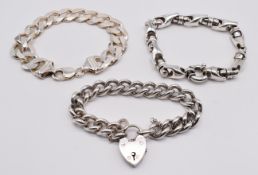 Three silver bracelets, 171g