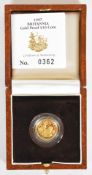 1997 1/10 oz Britannia gold proof £10 coin, in original Royal Mint box with certificate number 0362