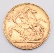 1890 Queen Victoria gold full sovereign