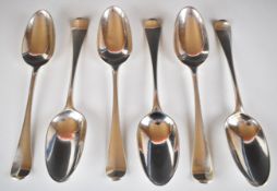 Set of six Georgian bottom hallmarked silver Hanoverian pattern table spoons, London 1748, maker