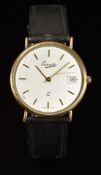 Everite 9ct gold gentleman's wristwatch with date aperture, two-tone hands and baton hour markers,