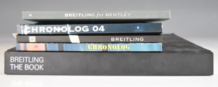 Five Breitling watch related books comprising Breitling The Book, Breitling for Bentley,