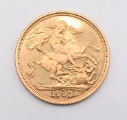 1993 Queen Elizabeth II proof gold full sovereign, limited edition 1679/5000, in original Royal Mint