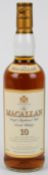 The Macallan Single Highland Malt Scotch Whisky, 10 years old, 70cl, 40% vol. PLEASE NOTE ALL
