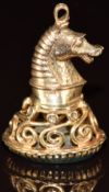A 9ct gold fob in the form of a horse, set with bloodstone, 8.1g, 3cm