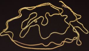 A yellow metal chain (tests as 18ct, damaged), 12.9g