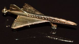 A 9ct gold charm/ pendant in the form of Concorde, 5.7g, 4cm