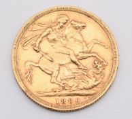 1889 Queen Victoria gold full sovereign