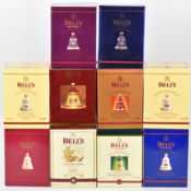 Ten Bell's Old Scotch Whisky limited edition Christmas ceramic decanters dating 1996-2005, 70cl, 40%