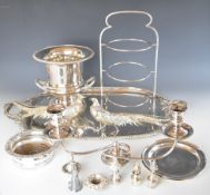 Silver plated ware suitable for decorating the Christmas dinner table including a very heavy twin