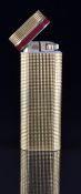 Cartier gold plated pocket lighter with inset band of red lacquer, serial number 96960P, height