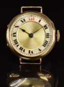 Benoit-Nicolet 9ct gold gentleman's wristwatch with blued hands, Roman numerals, silver chapter