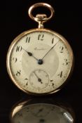 Eccelso Art Deco 12ct gold half chronometer keyless winding open faced pocket watch with