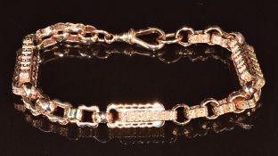 Victorian 9ct rose gold bracelet made from a fob chain, 36.4g, 23cm
