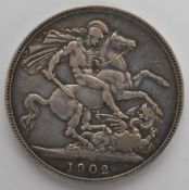 1902 Edward VII silver crown, G-F