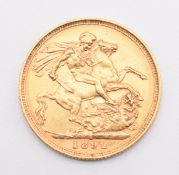 1892 Queen Victoria gold full sovereign with Sydney Mint mark