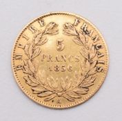 1856 gold 5 franc coin