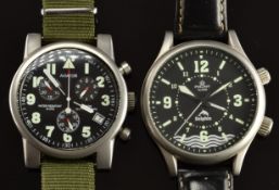 Two military style gentleman's wristwatches Poljot Dolphin and Aviator Design Chronograph, each with