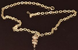 A 9ct gold necklace and pixie pendant, 10g, 41cm