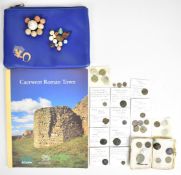 Caerwant Roman town garden finds including, jewellery, coins, gaming tokens etc with book signed