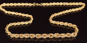 A 9ct gold graduated rope twist necklace, 9.3g, 45cm
