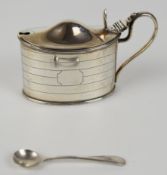 Victorian hallmarked silver mustard with blue glass liner, London 1886, maker Daniel & John