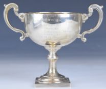 Goldsmiths & Silversmiths Co Ltd George V hallmarked silver twin handled trophy cup, London 1930,
