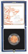 1999 Queen Elizabeth II proof gold half sovereign, in original Royal Mint box with certificate