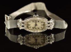 Vertex Art Deco platinum ladies cocktail wristwatch with approximately 1ct of transitional cut