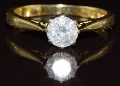 An 18ct gold ring set with a diamond of approximately 0.6ct, 3g, size L