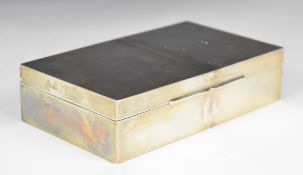Art Deco hallmarked silver cigarette box, Birmingham 1945, maker F H Adams & Holman, length 15cm