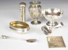 Hallmarked silver items comprising 1931 Ayrshire Lawn Tennis miniature trophy bowl, dressing table